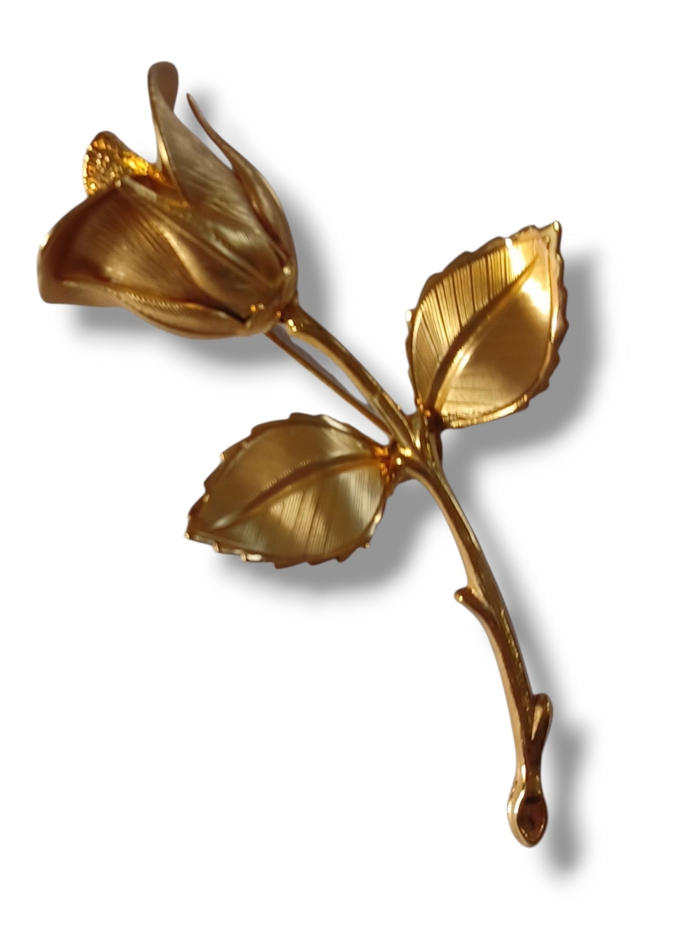 Vintage Gold Toned Rose Brooch Pin Flower Nature Elegant Floral Pin